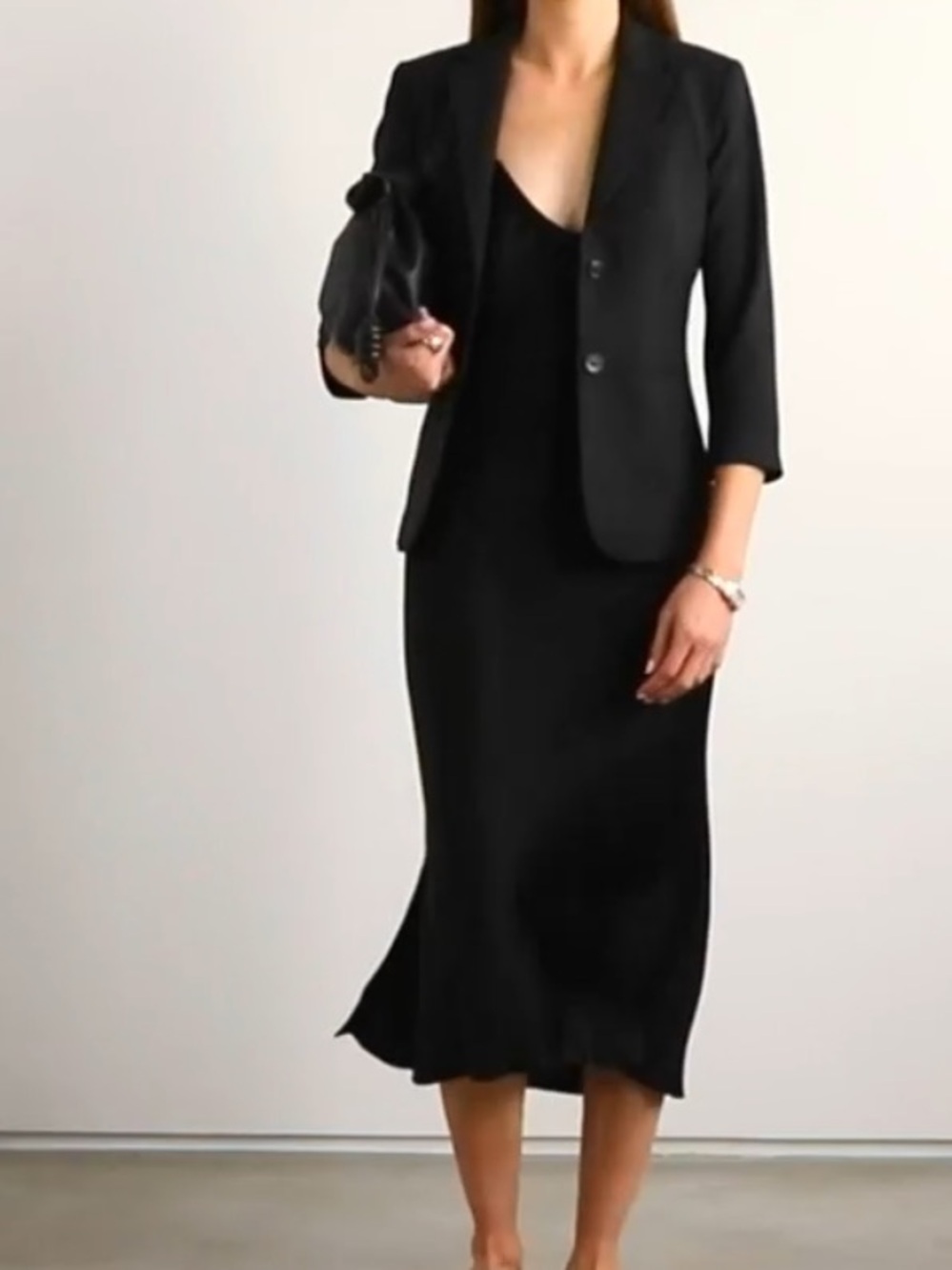THE ROW Blazer Two Button Sz 4 Black 3/4 Sleeves Lightweight Wool silk